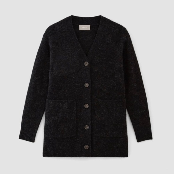 Everlane: The Oversized Alpaca Pocket Cardigan - Heather Black XX Small - Picture 6 of 6